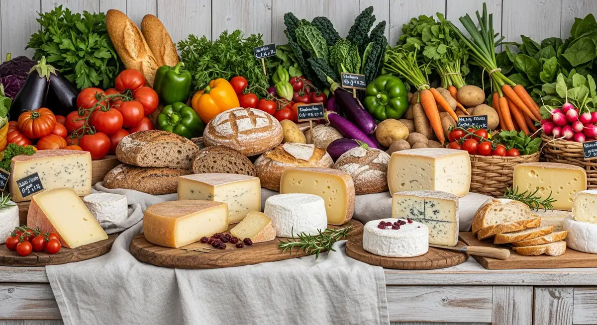 A vibrant, close-up shot of a market stall displaying fresh, local produce, hinting at an immersive culinary experience.